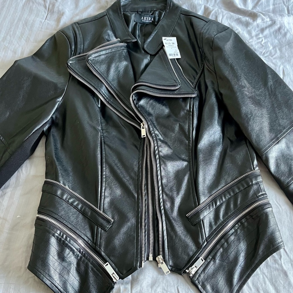 AKIRA Label The Best Is Yet To Come XL Large Lapel Moto Jacket NWT